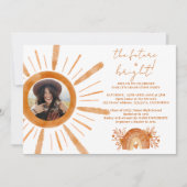 Boho sunshine Regenbogenorange Foto Abschluss Einladung (Vorderseite)
