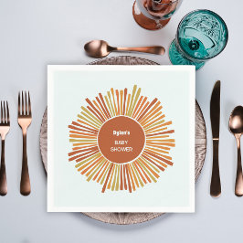 Boho Sunshine Retro Yellow Orange Baby Dusche Serviette