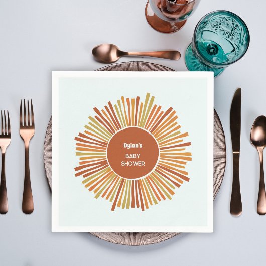 Boho Sunshine Retro Yellow Orange Baby Dusche Serviette