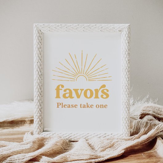 Boho Sunshine Sun Baby Shower Favors Sign Poster