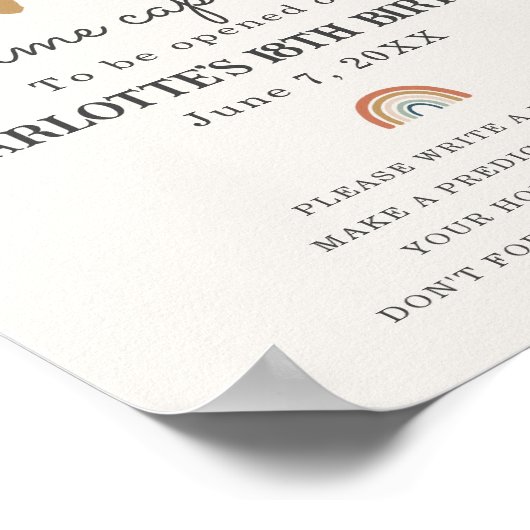 Boho sunshine Time Kapsel Party Zeichen Poster (Ecke)