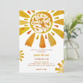 Boho Sunshine Watercolor Babydusche Einladung (Stehend Vorderseite)