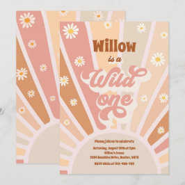 Boho Sunshine Wild Ein 1. Geburtstag Party Einladung