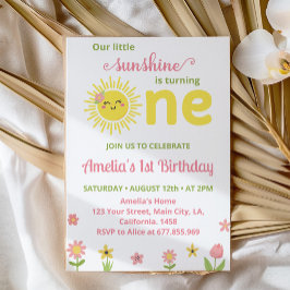 Boho Sunshine Wildblume 1. Geburtstag Einladung