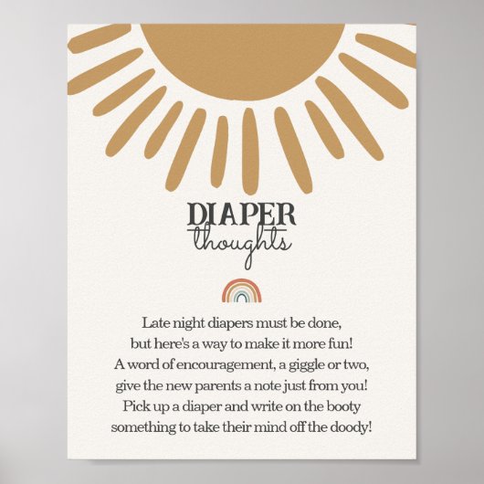 Boho Sunshine Windsurf Gedanken Babydusche Schild (Vorne)