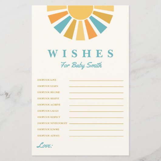 Boho Sunshine wünscht sich ein Baby-Showspiel (Vorderseite)