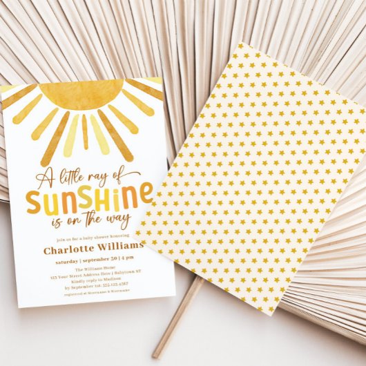 Boho Sunshine Yellow Baby Dusche Einladung