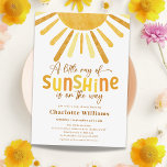 Boho Sunshine Yellow Baby Dusche Einladung<br><div class="desc">Sie suchen die perfekte Einladung für Ihre bevorstehende Sonnenschein-Babydusche? Schauen Sie nicht weiter als unsere Boho Sunshine Happy Yellow Baby Shower Invitation Diese niedliche und fröhliche Einladung bietet ein skurriles Design, das Ihren Gästen ein Lächeln bringen wird. Die hellgelbe Sonne und die rustikalen Boho-Akzente machen diese Einladung wirklich einzigartig, während...</div>