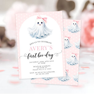 Boho Süß Rosa Kleine Boo Erstes Geburtstagsmädchen Einladung