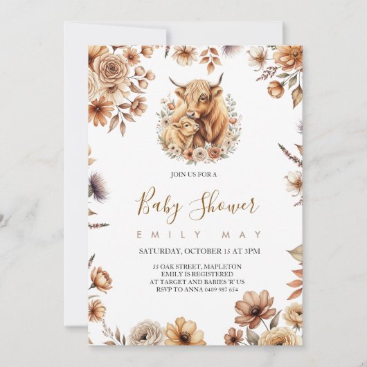 Boho Süße Highland-Kuh-Baby-Party (Vorderseite)