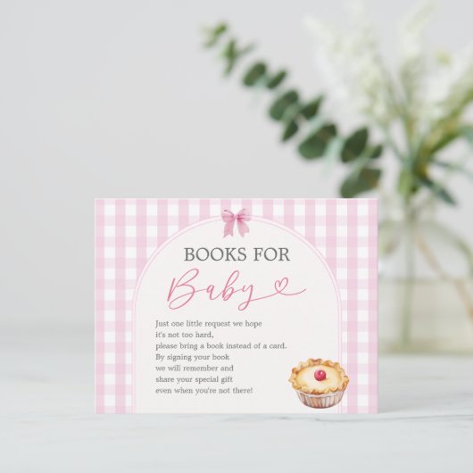 Boho Süsse Pie Pink Gingham Bücher für Baby Postkarte (Stehend Vorderseite)