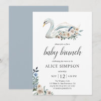 Boho Swan Dusty Blue Beige Blume Babydusche