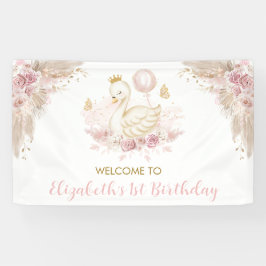 Boho Swan Princess Blush Pink Bloral Begrüßungs-Pa Banner