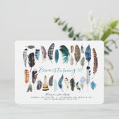 Boho Sweet 16 Feather Birthday Einladung (Stehend Vorderseite)