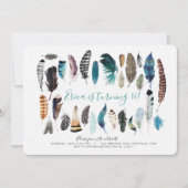Boho Sweet 16 Feather Birthday Einladung (Vorderseite)