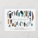 Boho Sweet 16 Feather Birthday Einladung<br><div class="desc">Diese böhmische Einladung ist mit handgemalten Aquarellfedern in inspirierten Naturtönen geschmückt. Einfach und modern für eine Feier in jedem Alter. Heck der Einladungen in leuchtend aquamarinem Blau mit Punkten.</div>