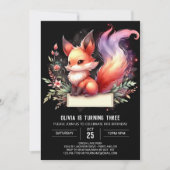 Boho Sweet Fox Birthday digital Einladung (Vorderseite)