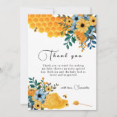 Boho Sweet Honey Bee Floral Baby Shower Dankeskarte (Vorderseite)