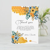 Boho Sweet Honey Bee Floral Baby Shower Dankeskarte (Stehend Vorderseite)