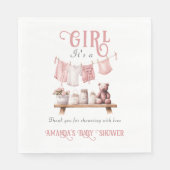 Boho Sweet it a Girl Pink Clothesline Baby Showdus Serviette (Vorderseite)