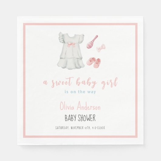 Boho Sweet Pink Girl Outfit Babydusche Serviette (Vorderseite)