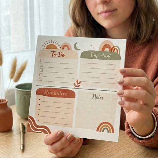 Boho Tagesplaner Notizblock – Zu erledigen, Wichti