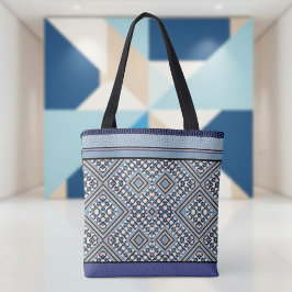 Boho Tan, Black, Blue Tribal Inspiriert Tasche