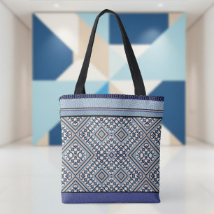 Boho Tan, Black, Blue Tribal Inspiriert Tasche