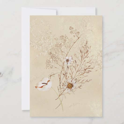 Boho Tan Floral Grass Brautparty Einladung (Rückseite)