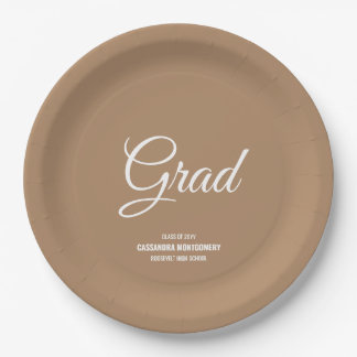 Boho Tan Minimalistisch Modern Graduation Party Pappteller