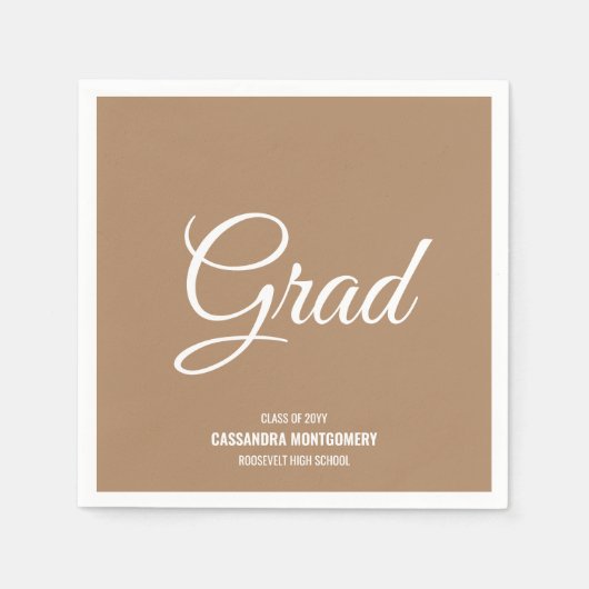 Boho Tan Minimalistisch Modern Graduation Party Serviette (Vorderseite)