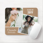 Boho Tan Minimalistisch Zwei-Foto-Graduate Mousepad (Mit Mouse)