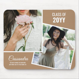 Boho Tan Minimalistisch Zwei-Foto-Graduate Mousepad