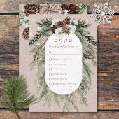 Boho Tan Pine Winter Parco Tassino RSVP Karte
