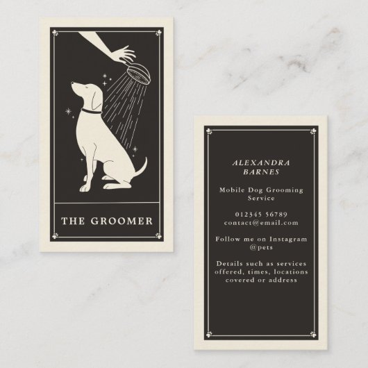 Boho Tarot Dog Groomer Visitenkarte (Vorne/Hinten)