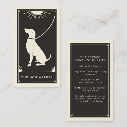 Boho Tarot Dog Walker Visitenkarte (Vorne/Hinten)