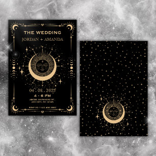 Boho-Tarot-Mond-Sonne-Hochzeits-Einladung Save The Date