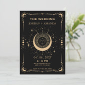 Boho Tarot Moon Sun Hochzeit Einladung (Stehend Vorderseite)