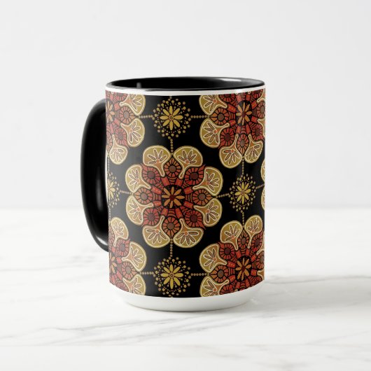 Boho-Tasse mit ockerfarbenem Kachel Tasse (Vorderseite Links)