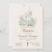 Boho-Taufe auf Spanisch mit Kirche Einladung (Vorderseite)
