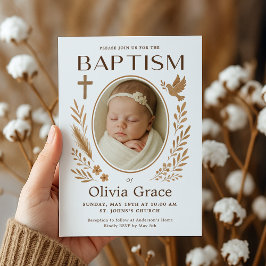 Boho Taufe Einladung mit Foto