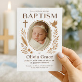 Boho Taufe Einladung mit Foto