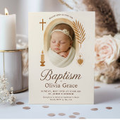 Boho Taufe Einladung mit Foto und Symbolen