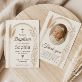 Boho Taufe Einladung und Danke-Card-Set