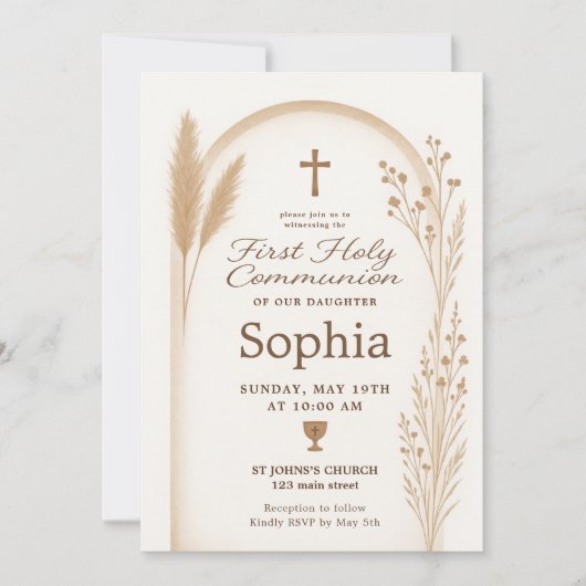 Boho Taufe Einladung und Danke-Card-Set (Vorderseite)