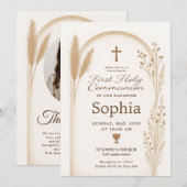 Boho Taufe Einladung und Danke-Card-Set (Vorne/Hinten)