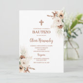 Boho Taufe Spanische Einladung (Stehend Vorderseite)