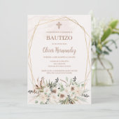 Boho Taufe Spanische Einladung (Stehend Vorderseite)