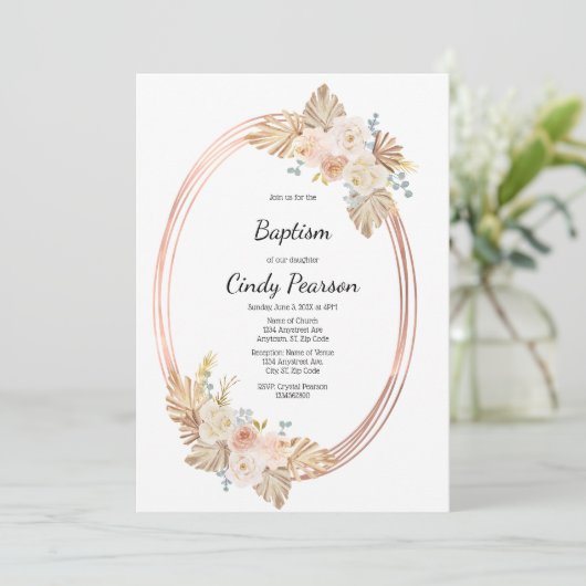 Boho-Taufveranstaltung Einladung (Stehend Vorderseite)