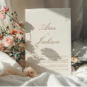 Boho Taupe Calligraphy Modern QR Code Wedding Einladung